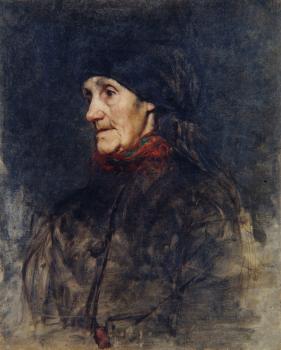 Anton Azbe : Old woman with a headscarf
